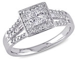 Princess Cut Diamond Engagement Ring 1/2 Carat (ctw Color GH, Clarity I2-I3) in 10K White Gold